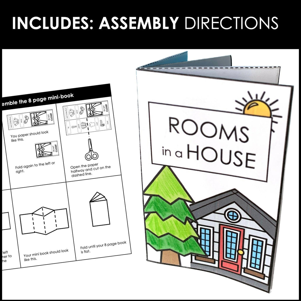 Rooms in a House Vocabulary Building Mini-Book | Picture Dictionary - Hot Chocolate Teachables