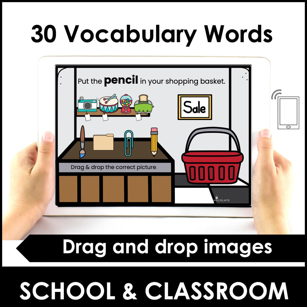 School and Classroom - ELL / ESL Vocabulary Building Digital Activity | Boom Cards™ - Hot Chocolate Teachables