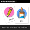 School & Classroom Vocabulary Word Flashcards with Editable Text - FLASH CARDS - Hot Chocolate Teachables