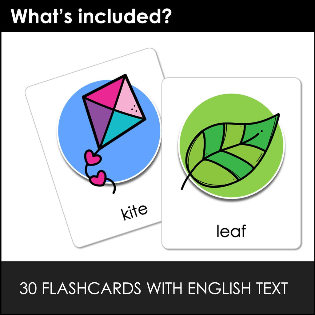 Spring & Easter Flashcards - Editable Vocabulary Word Flash Cards ESL EFL ELA - Hot Chocolate Teachables