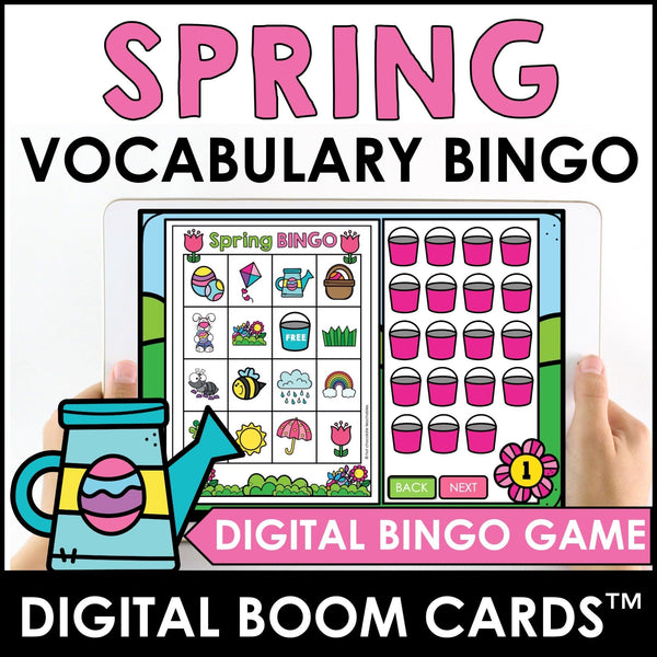 Spring - Easter Vocabulary Digital Bingo Game | Boom Cards™ - Hot Chocolate Teachables