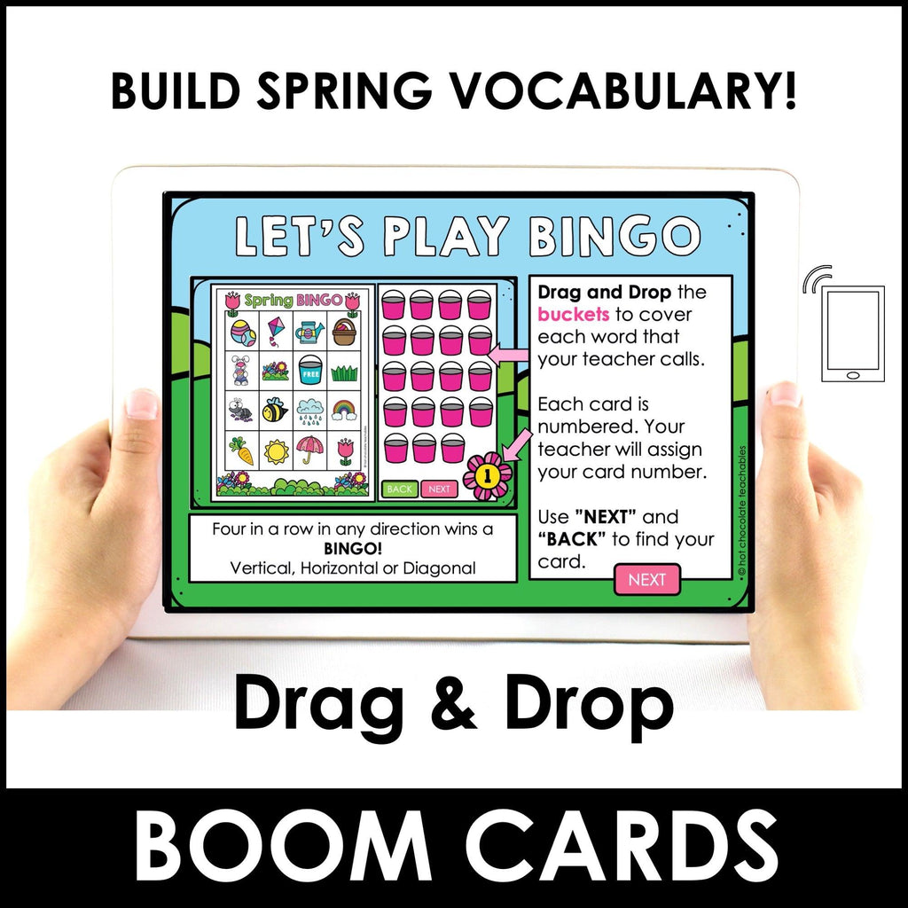 Spring - Easter Vocabulary Digital Bingo Game | Boom Cards™ - Hot Chocolate Teachables