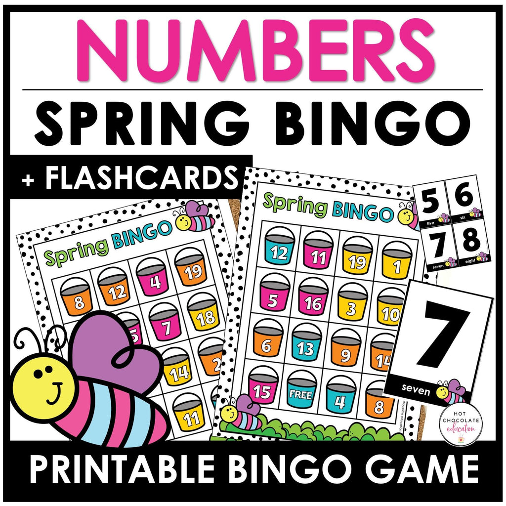 SPRING Number Recognition 1-20 Bingo Game - Hot Chocolate Teachables