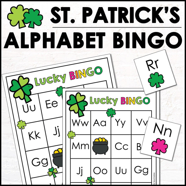 St. Patrick's Day Alphabet Bingo Game for March - Uppercase Letters A through Z - Hot Chocolate Teachables