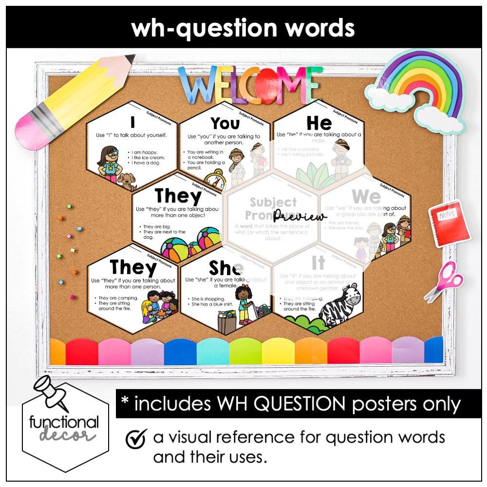 Subject Pronoun Posters | Grammar Bulletin Board - Classroom Decor - Hot Chocolate Teachables