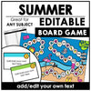 Summer Board Game Template for ANY subject with Editable Game Cards - Hot Chocolate Teachables