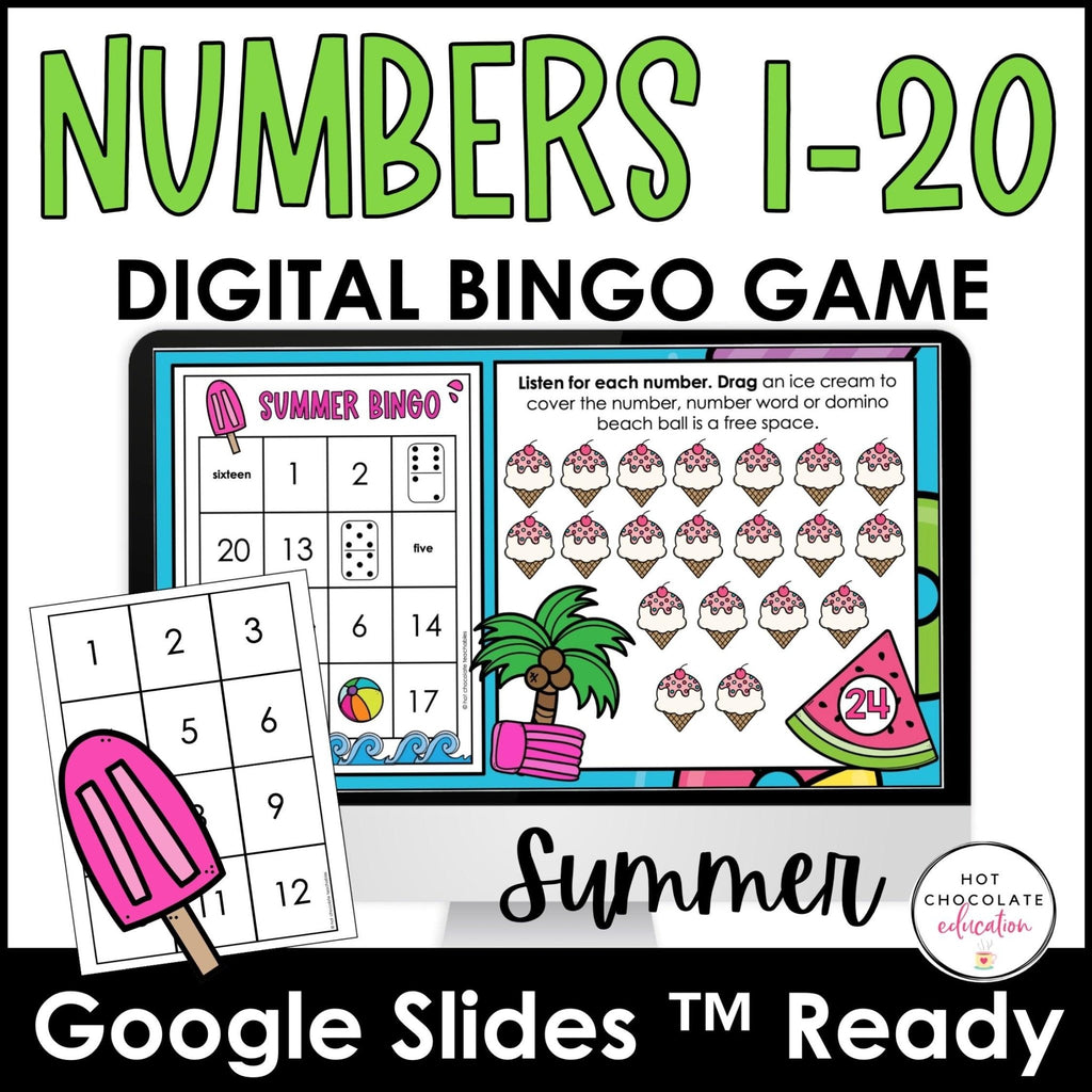 Summer Number Bingo 1-20 | Number Sense | BUNDLE - Hot Chocolate Teachables