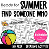 Summer Vacation Find Someone Who - Comprehension & Speaking Activity - Editable - Hot Chocolate Teachables