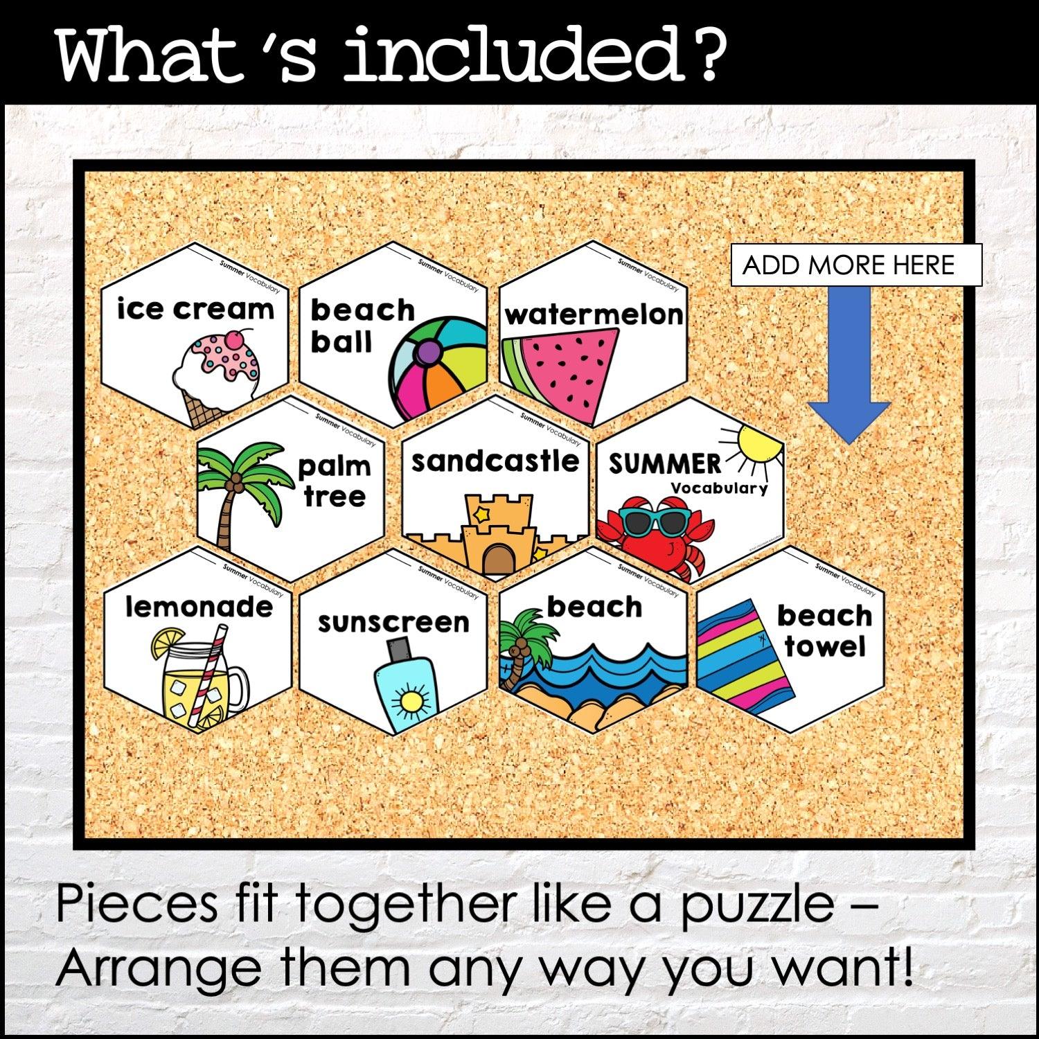 Summer Vocabulary Posters | Word Wall | Classroom Bulletin Board - Hot Chocolate Teachables