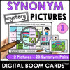 Synonym Match | Word pairs with similar meanings | Mystery Picture Boom Cards™ - Hot Chocolate Teachables