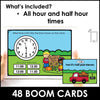 Telling Time FALL THEME BOOM CARDS™ | Analog Clock - To the hour & half hour - Hot Chocolate Teachables