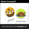 THANKSGIVING Flashcards ESL Vocabulary Flash Cards for Kids - Editable Text - Hot Chocolate Teachables