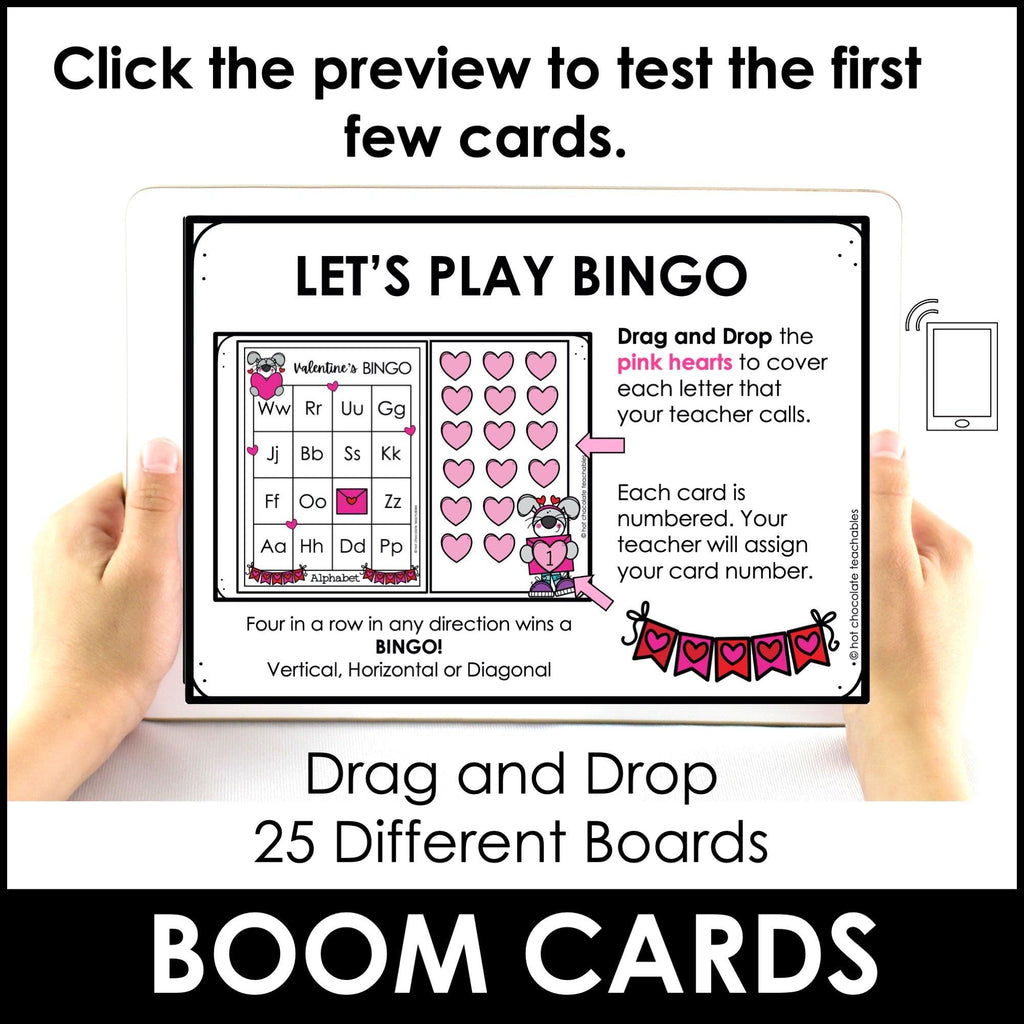 Valentine's Day Alphabet Fluency Bingo Game - Hot Chocolate Teachables