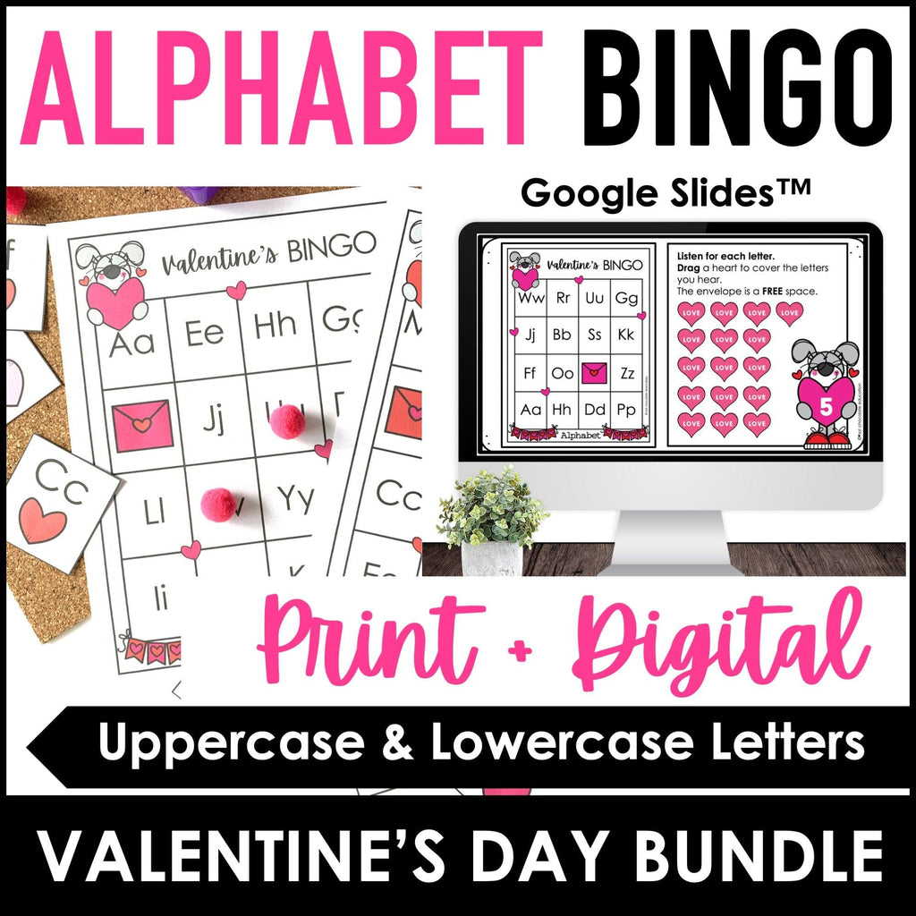 Valentine's Day Alphabet Fluency Bingo Game Bundle - Hot Chocolate Teachables