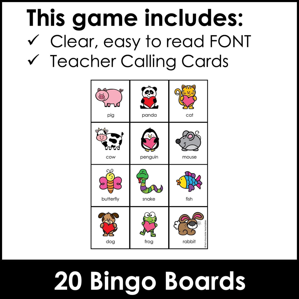 Valentine's Day EASY BINGO GAME for Preschool and Kindergarten - Hot Chocolate Teachables