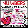 Valentine's Day Number Recognition 1-20 Bingo Game - Hot Chocolate Teachables