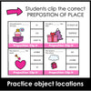 Valentine's Day Prepositions of Location and Spatial Concepts Activity Cards - Hot Chocolate Teachables