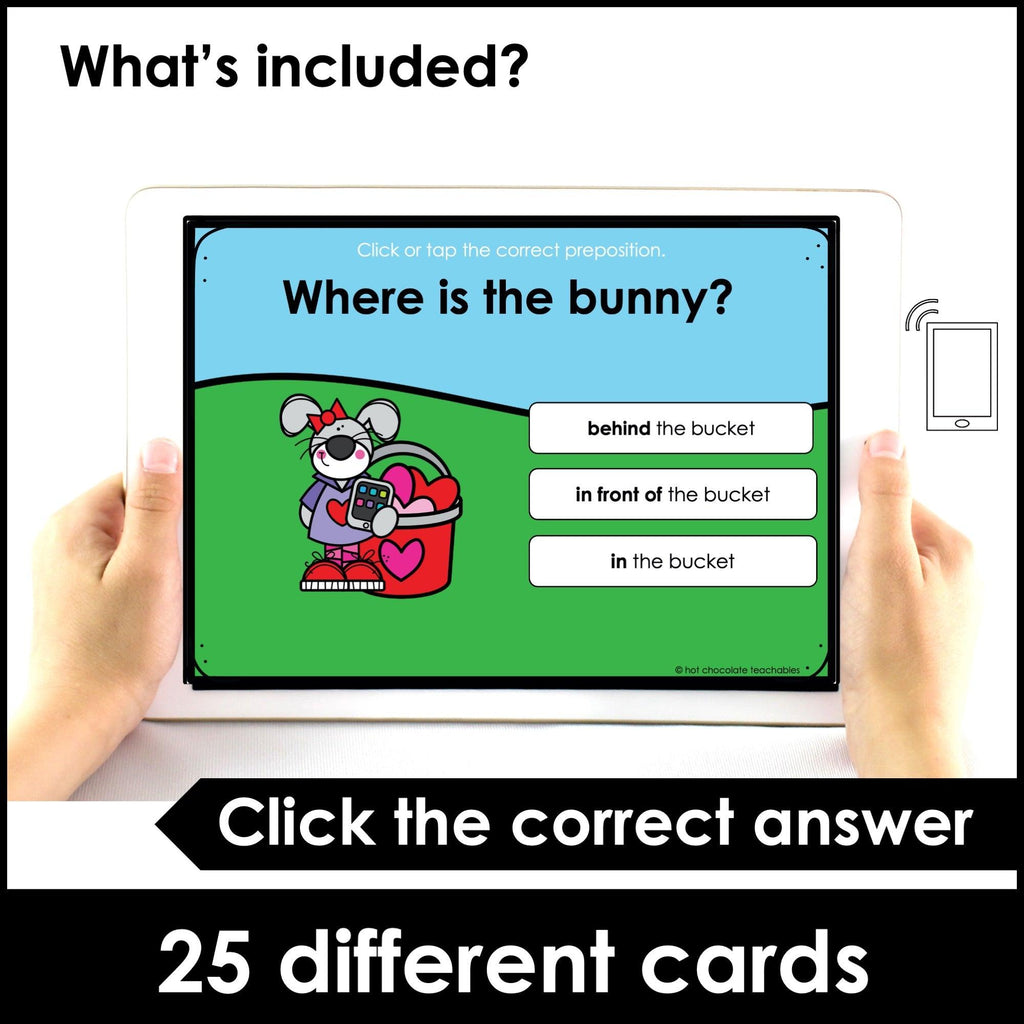 Valentine's Day - Prepositions of Place Boom Cards™ | Spatial Concepts - Hot Chocolate Teachables