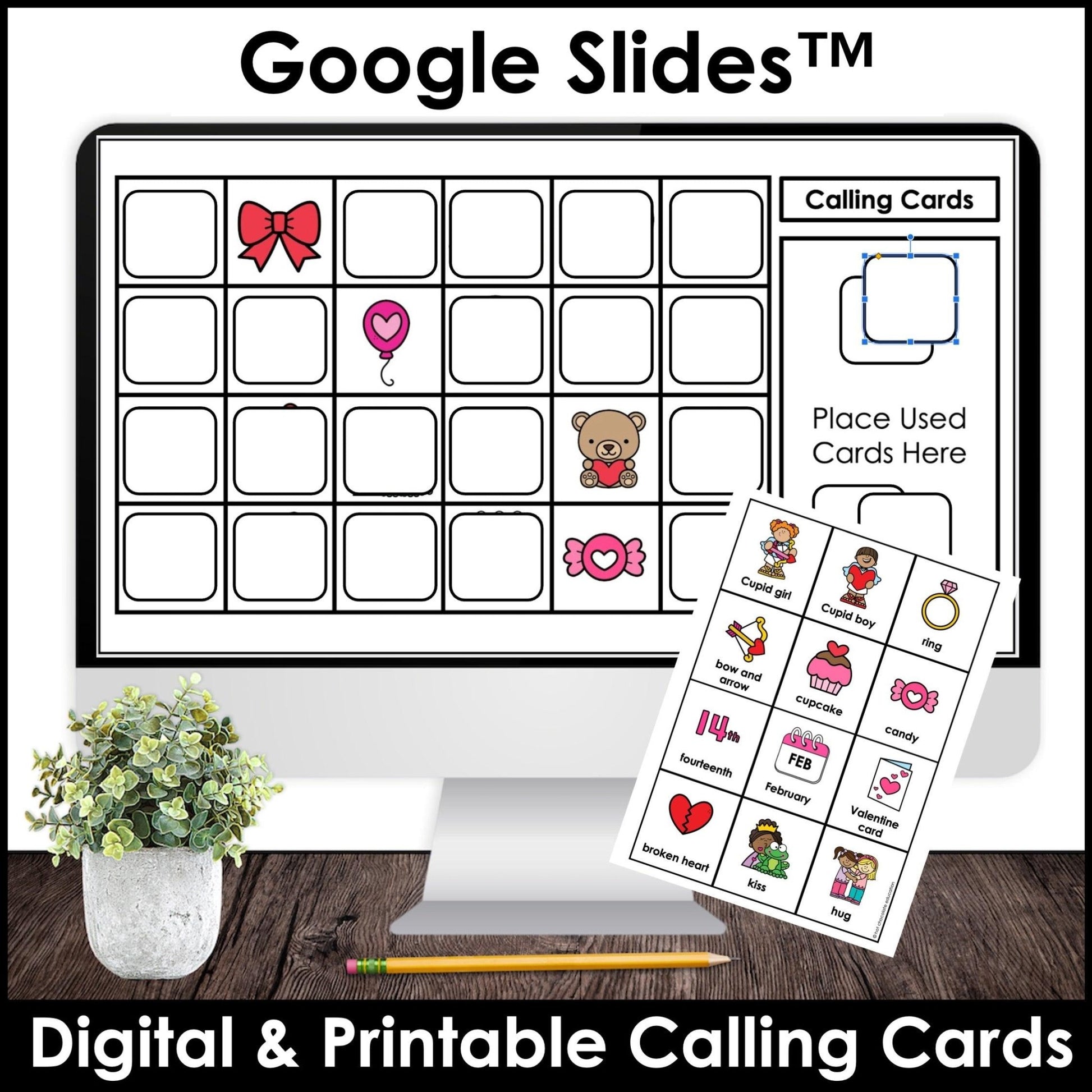 Valentine's Day Vocabulary Bingo BUNDLE - Print & Digital Versions - Hot Chocolate Teachables