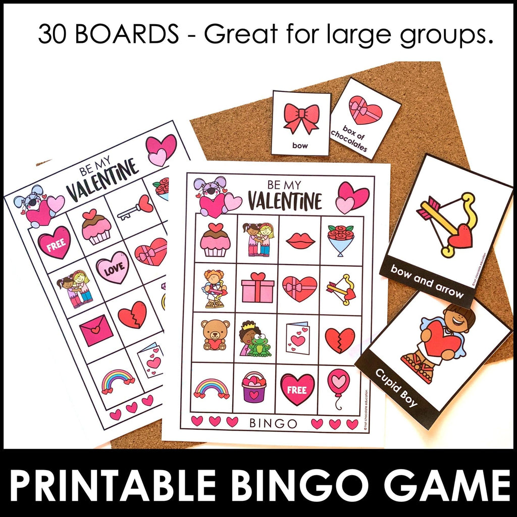 Valentine's Day Vocabulary Bingo ESL / EFL / ELL - Hot Chocolate Teachables