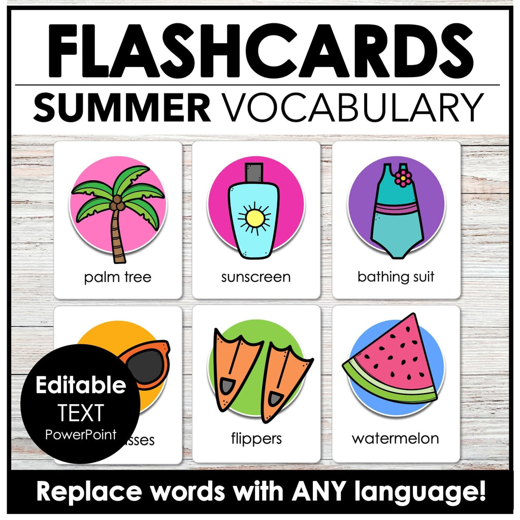 Vocabulary Flash card BUNDLE - Seasons and Holidays Editable Flashcards for ESL - Hot Chocolate Teachables