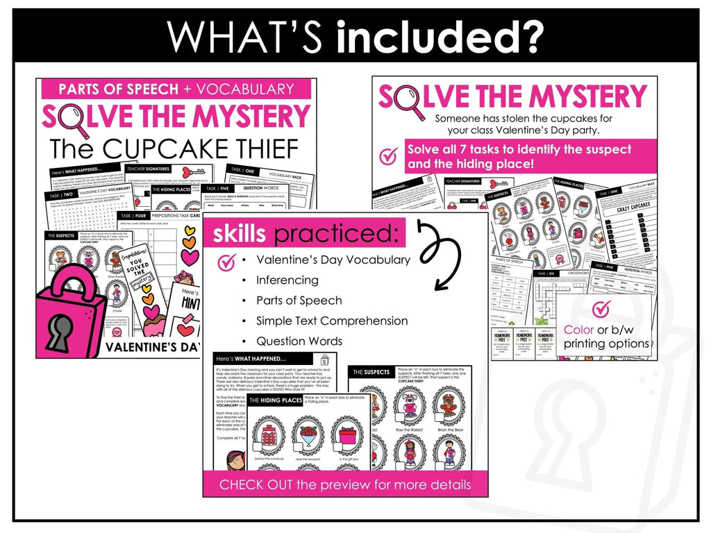 Vocabulary & Parts of Speech Solve the Mystery - Escape Activity BUNDLE - Hot Chocolate Teachables