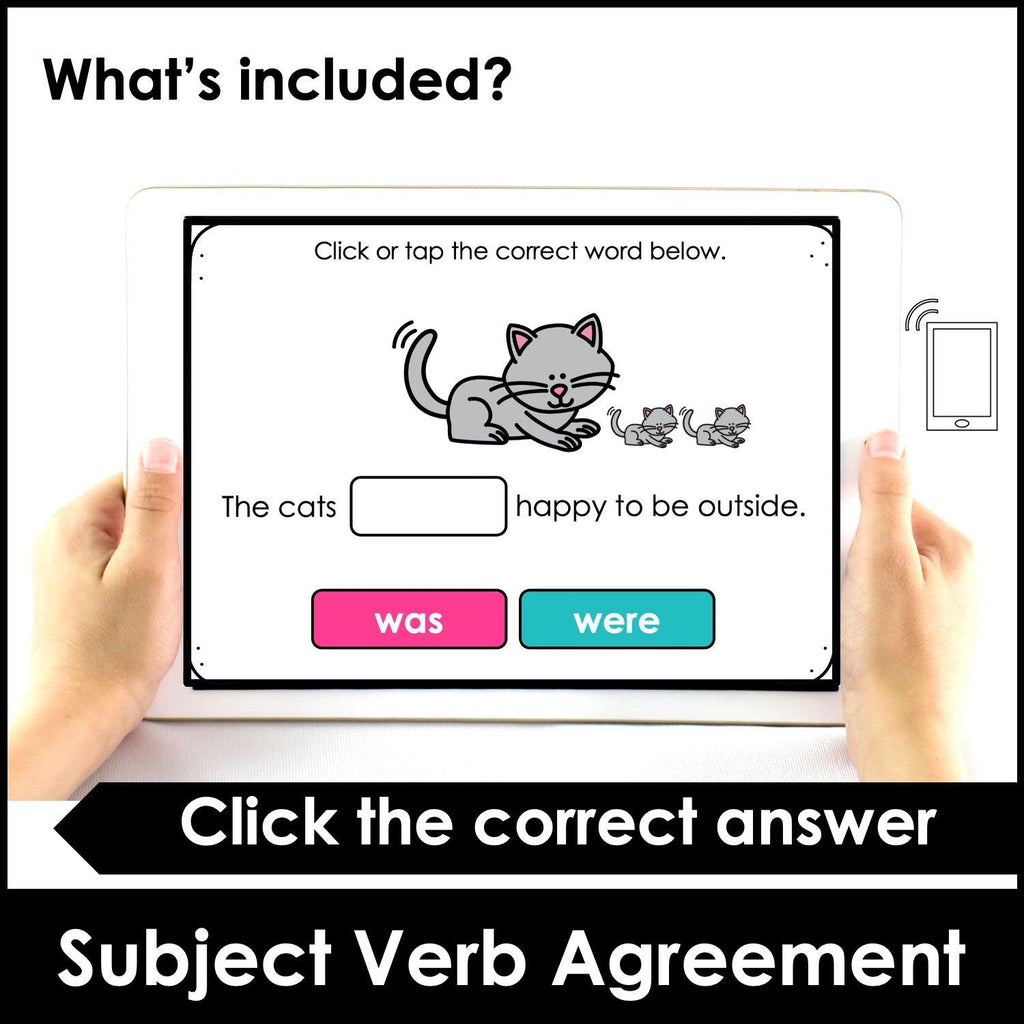 Was or Were? Subject Verb Agreement Boom Cards Digital Interactive Task Cards - Hot Chocolate Teachables