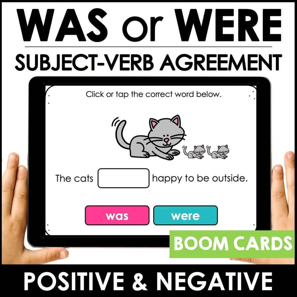 Was or Were? Subject Verb Agreement Boom Cards Digital Interactive Task Cards - Hot Chocolate Teachables