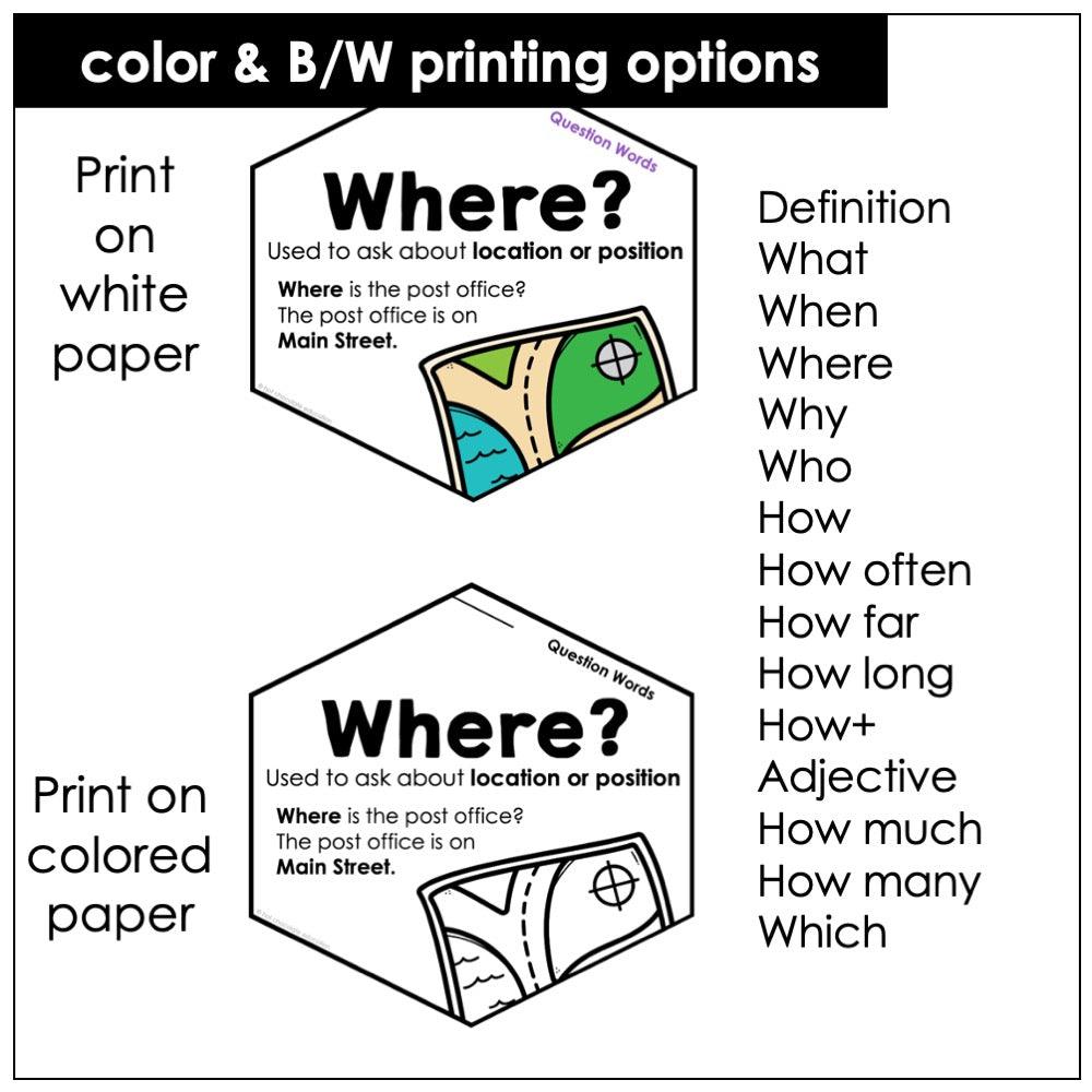 WH Question Words Posters: ESL Grammar Bulletin Board - Classroom Decor - Hot Chocolate Teachables