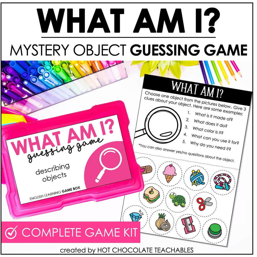 What am I? - Guessing Game Kit : Describing Objects & Animals - Hot Chocolate Teachables