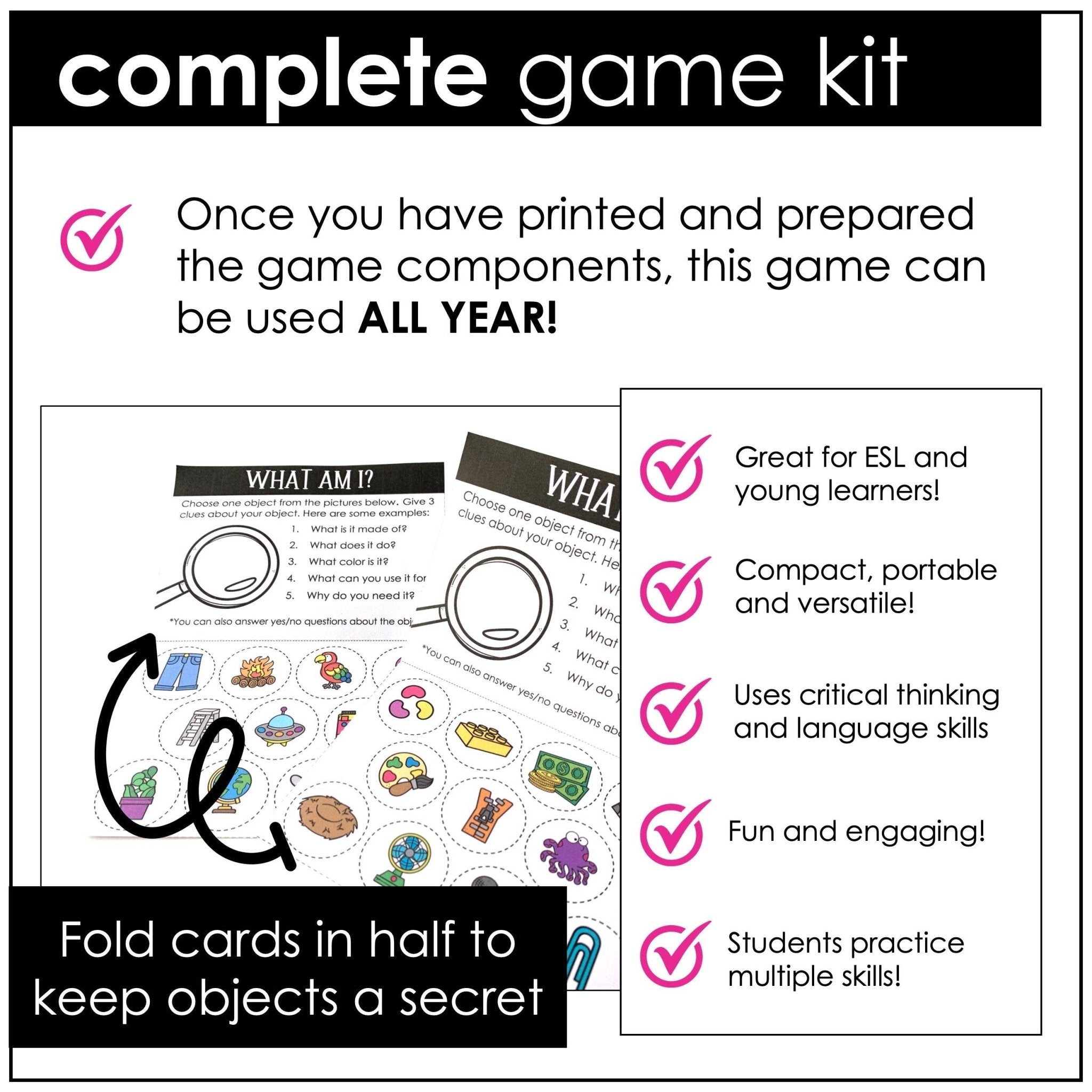 What am I? - Guessing Game Kit : Describing Objects & Animals - Hot Chocolate Teachables