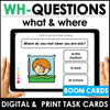 What & Where Question Boom Cards™ Digital + Printable Task Cards - Hot Chocolate Teachables