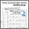 Winter Find Someone Who Printable Bingo Game, Holiday Party Game, Winter Classroom Activity for Kids, Winter Office Party Game - Hot Chocolate Teachables