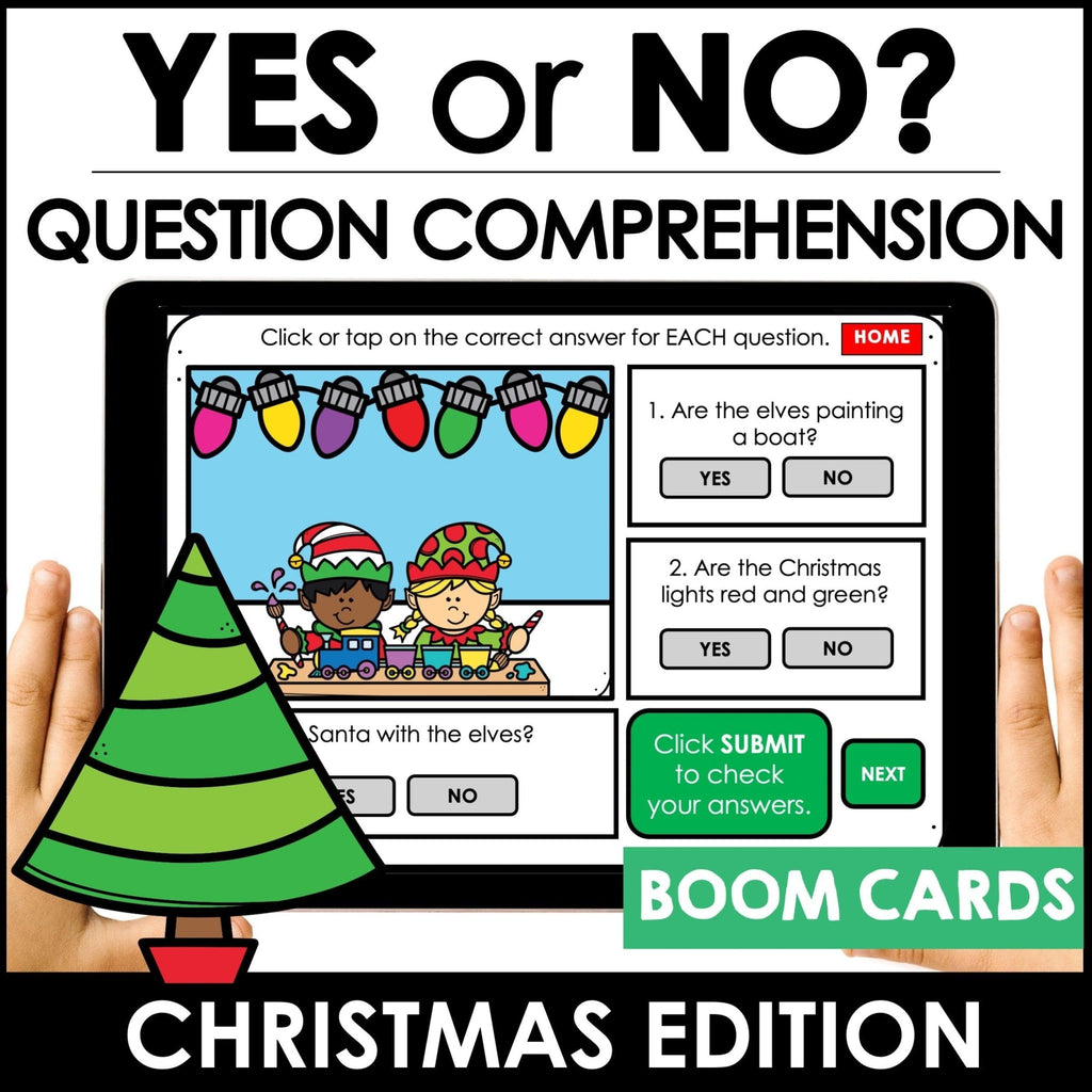 Yes or No Answers | Christmas Vocabulary and Question Comprehension - Hot Chocolate Teachables